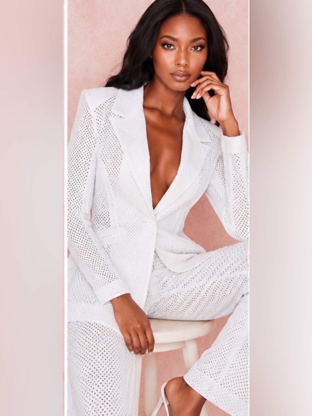 Sold Out House of CB Eyelet White Blazer XS Bridal Archive Linen - Picture 7 of 13